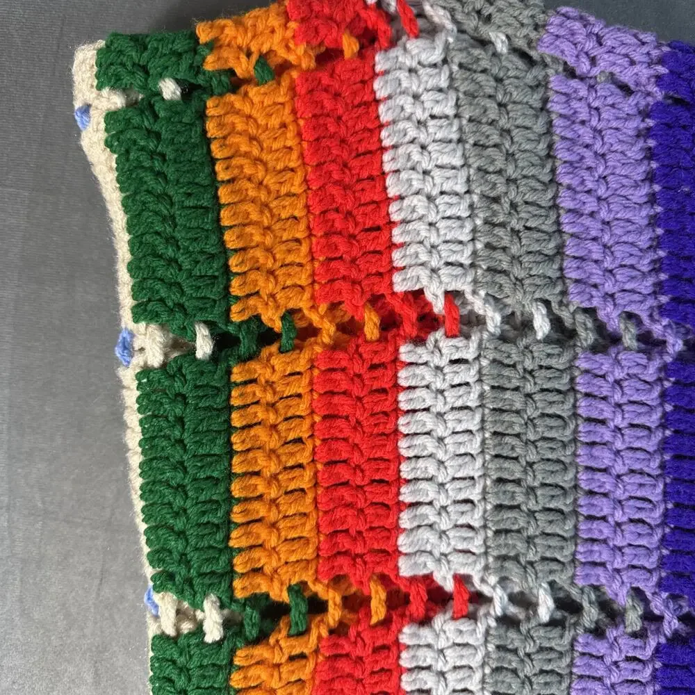 Multicolor Crochet Afghan Blanket‎ Throw Granny Cottagecore 50 W X 78 L